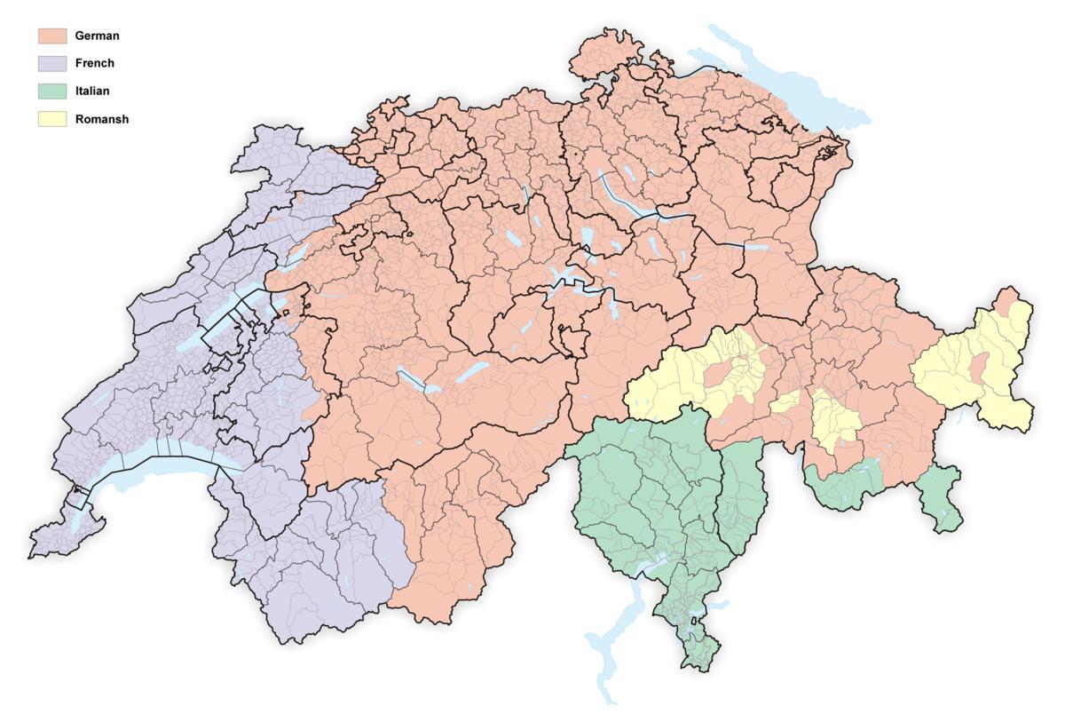 mapa de suíza lingua