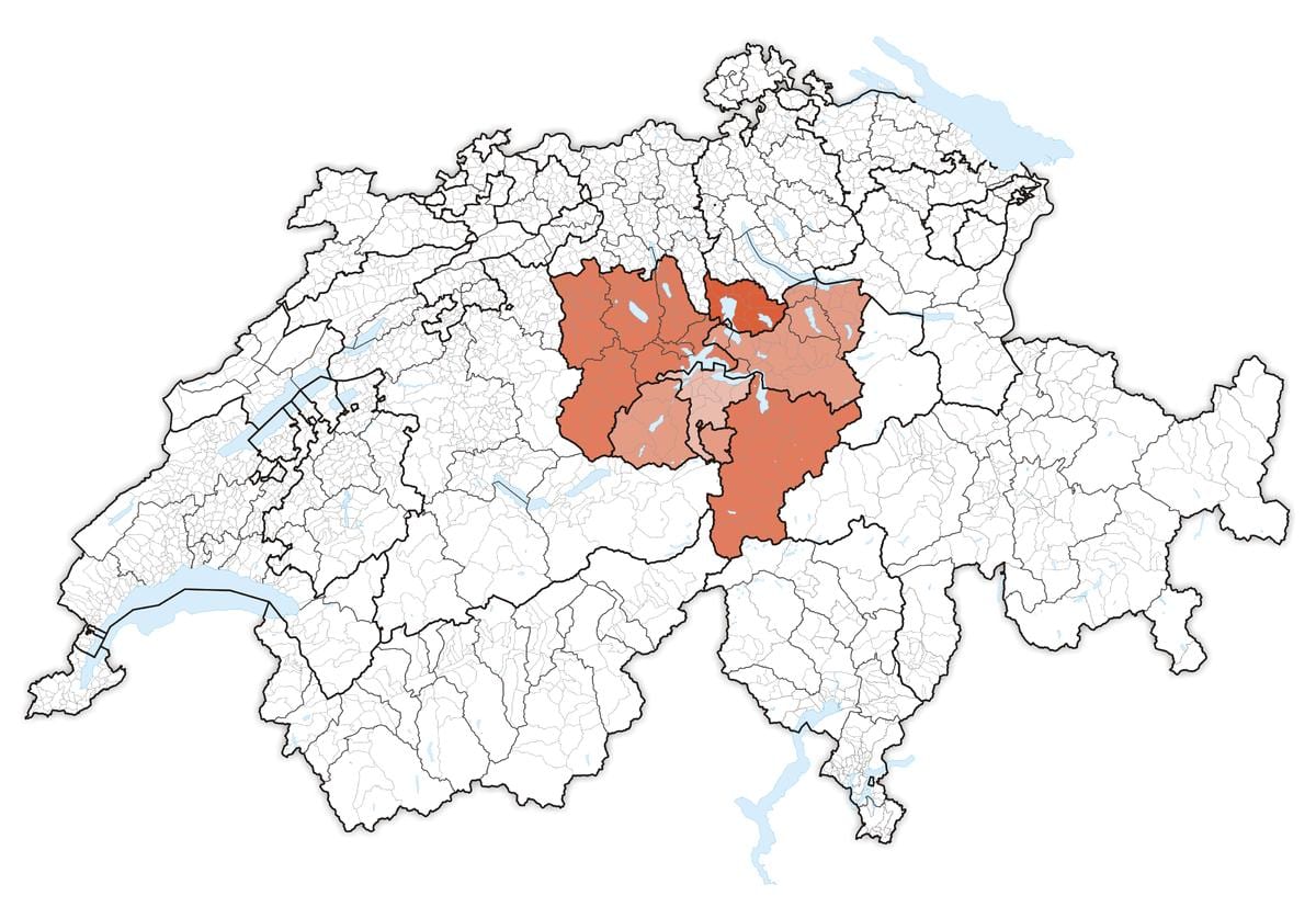 mapa de suíza central