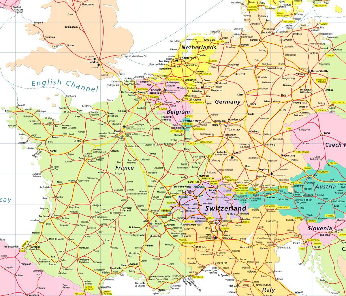 mapa de eurail mapa suíza