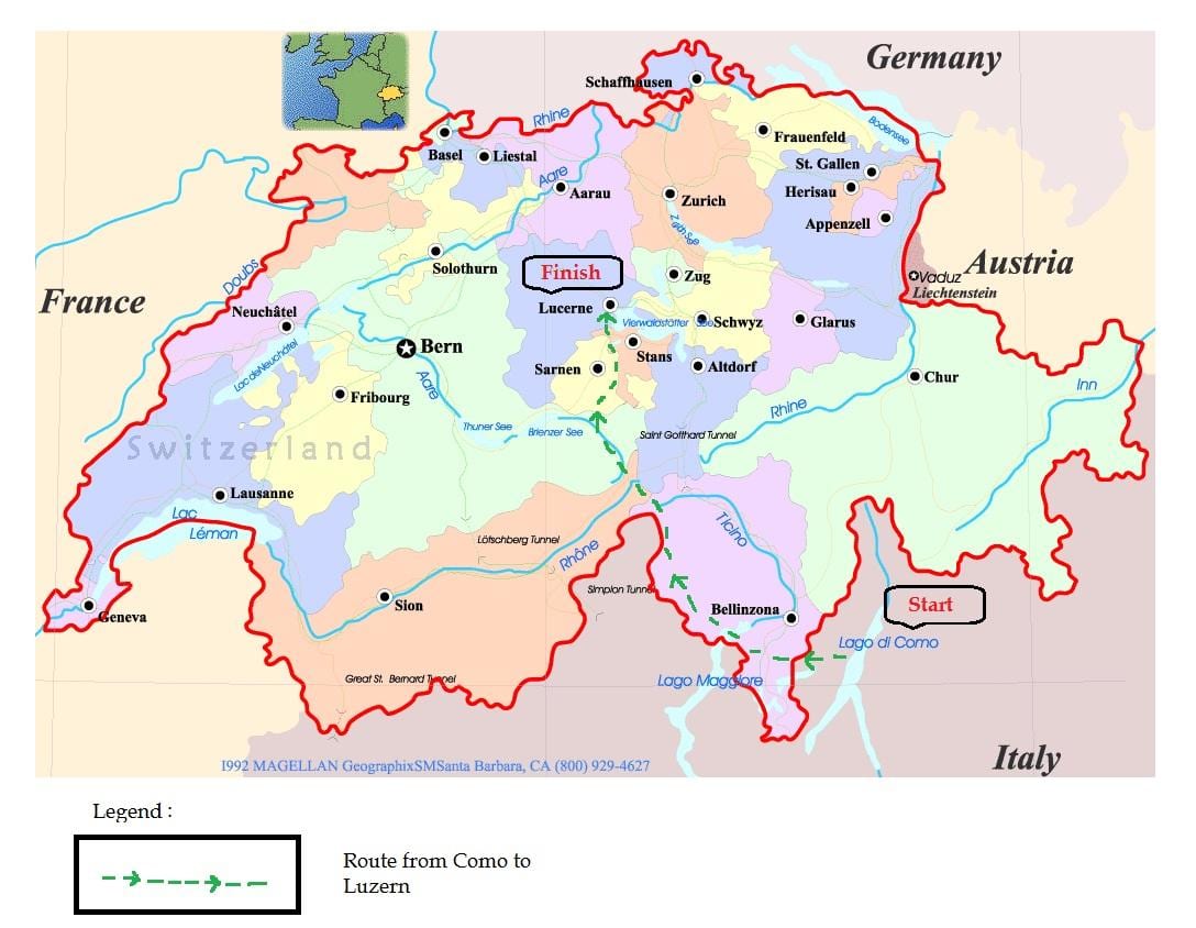 rúa mapa de suíza, lucerne