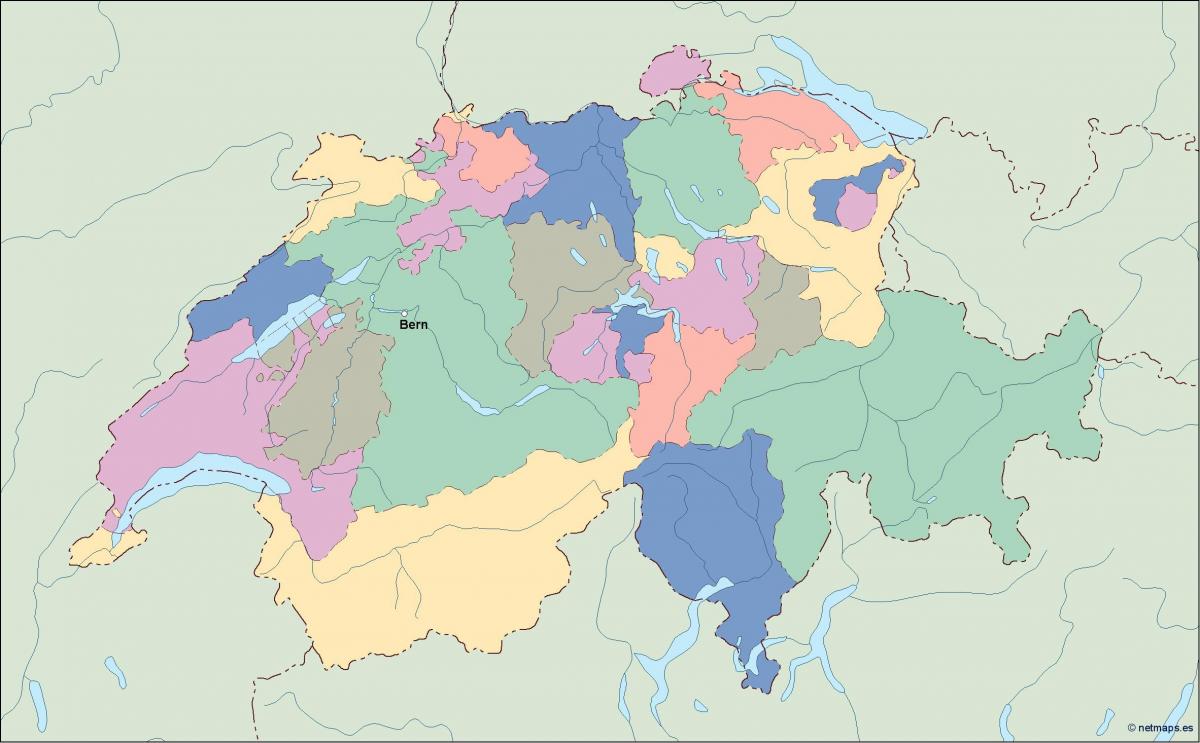 mapa do mapa político de suíza