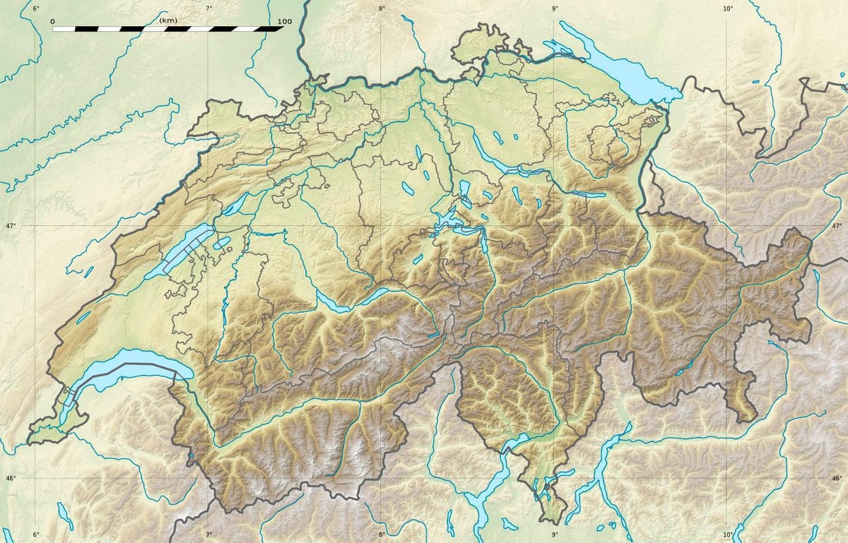 mapa de suíza alivio