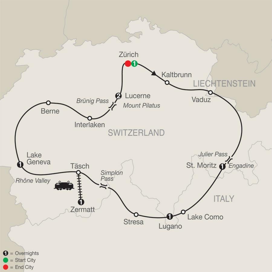 mapa de suíza escénico unidades