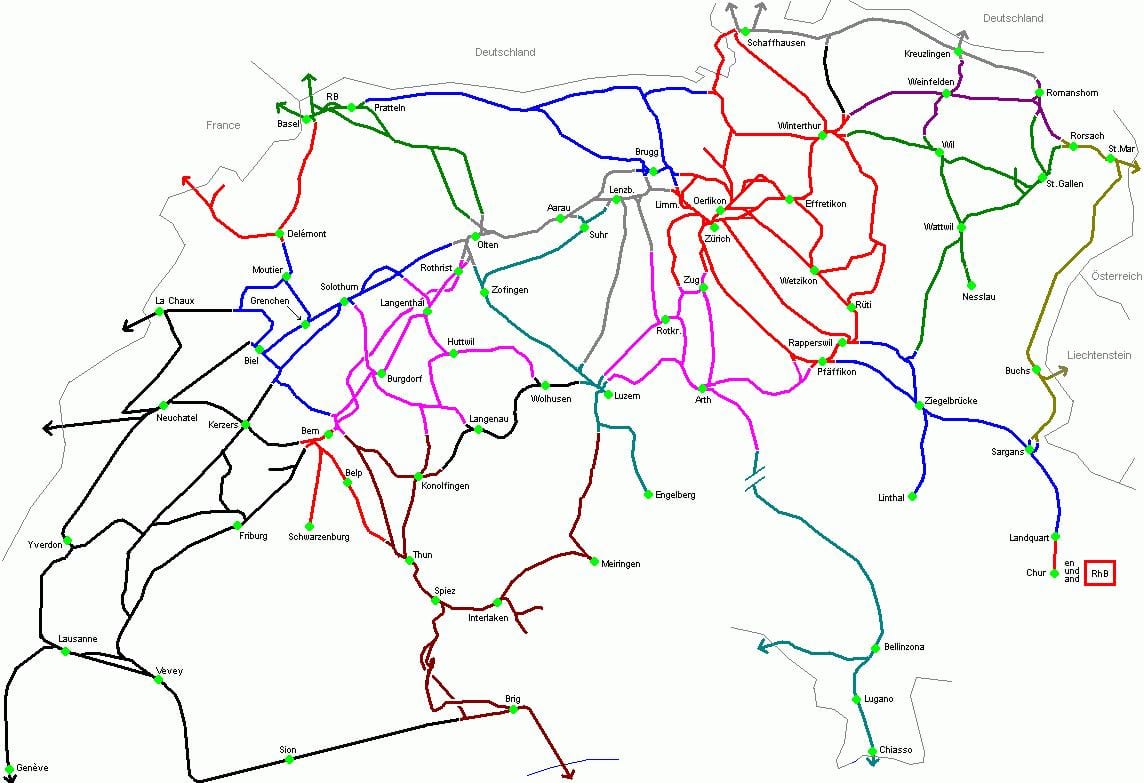 mapa de suíza estación de tren 
