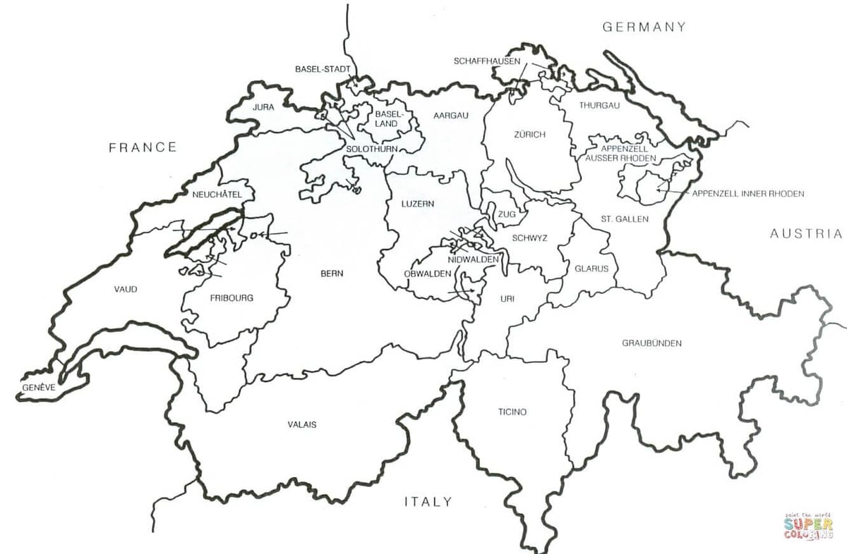 suíza en branco mapa
