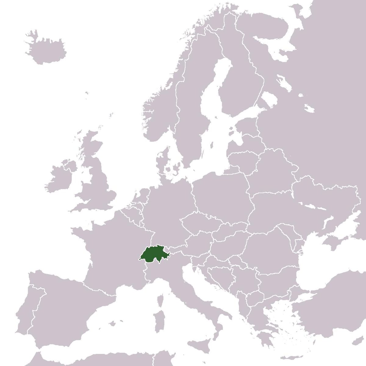 suíza localización no mapa de europa