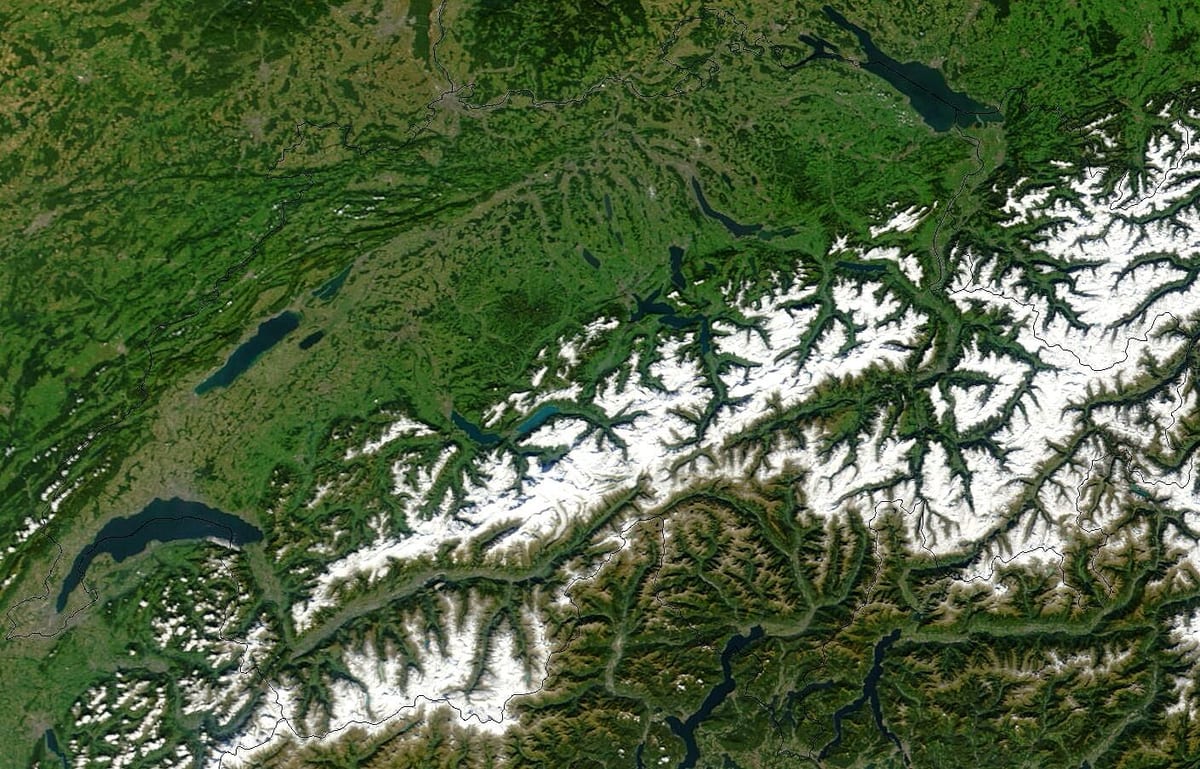 mapa de suíza satélite