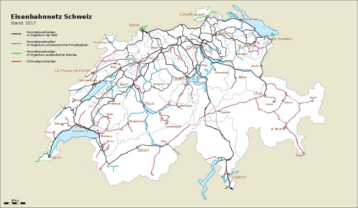 mapa de suíza portos