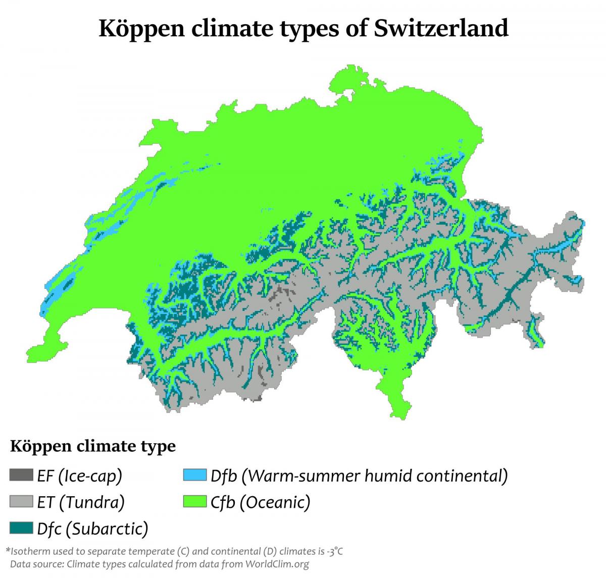 mapa de suíza clima
