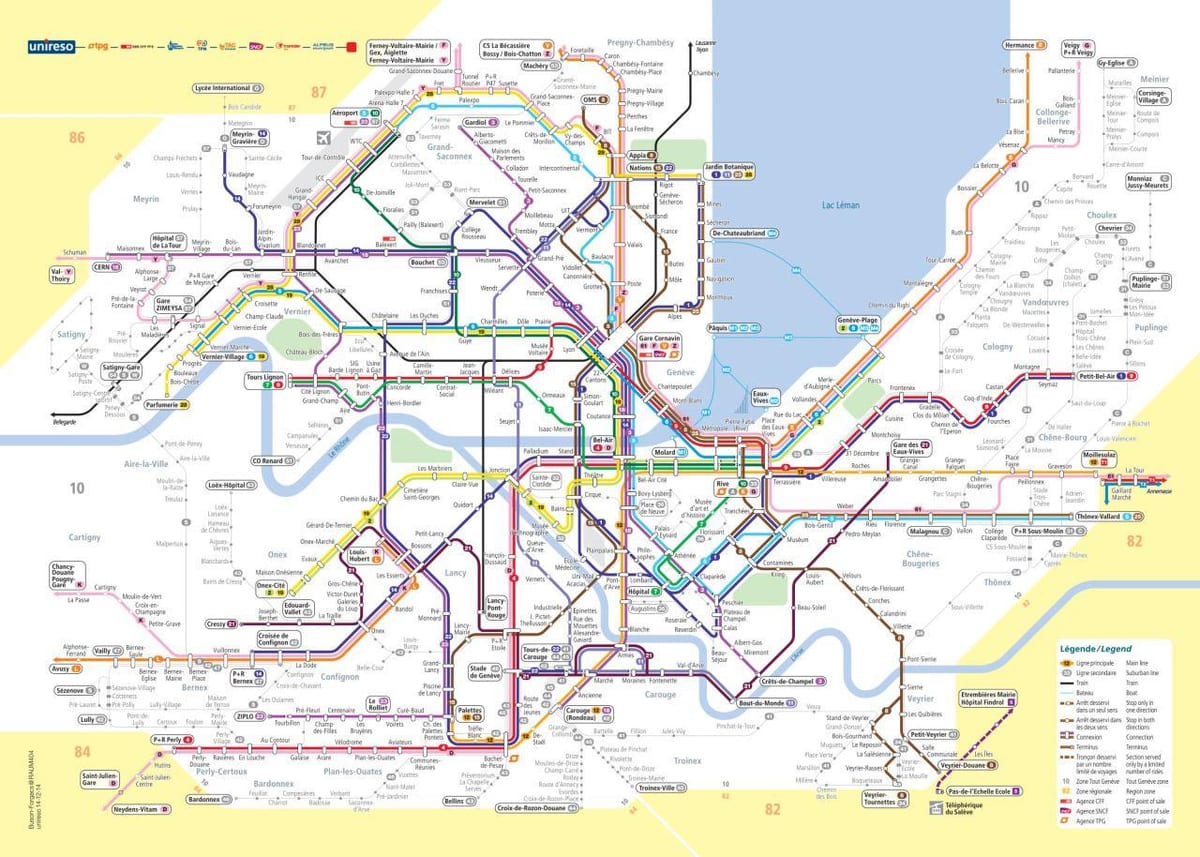 mapa de xenebra, suíza autobús