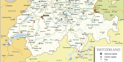 Aeroportos internacionais en suíza mapa