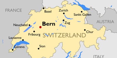 Mapa de suíza, con grandes cidades
