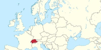 Mapa do mundo con suíza destacadas