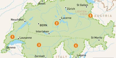 Mapa de suíza rexións