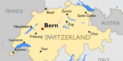 Mapa de suíza, con grandes cidades