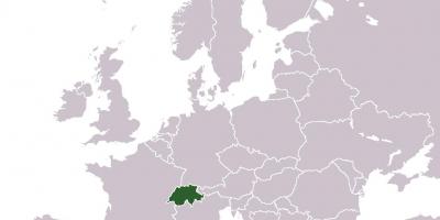 Suíza localización no mapa de europa